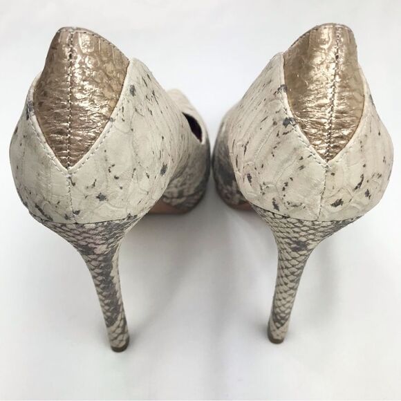 Sam Edelman CELIA Cream Snake Print Leather Pointed Toe High Heel Pumps Like New - Picture 11 of 15